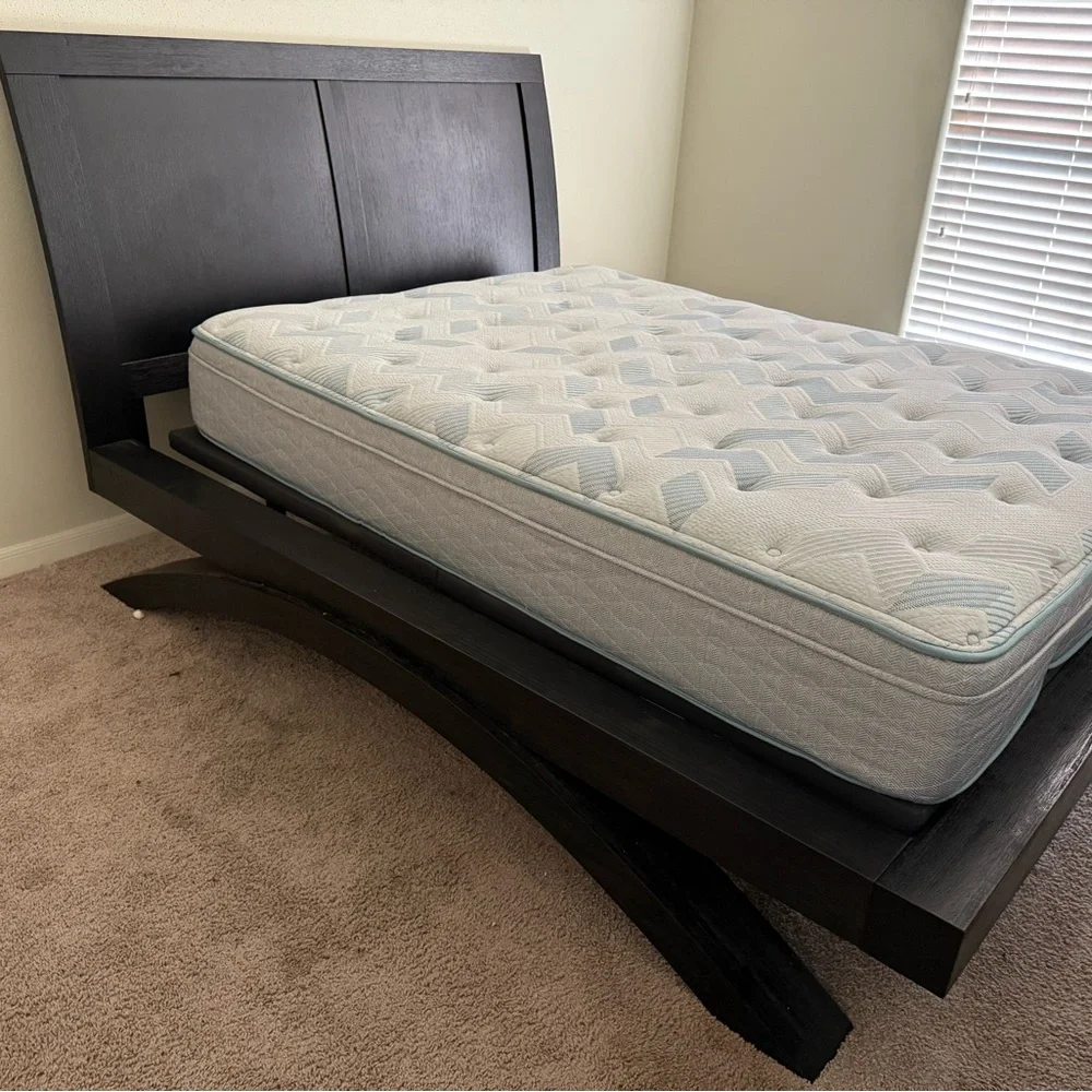 Elegant Black Bed Frame with White Mattress